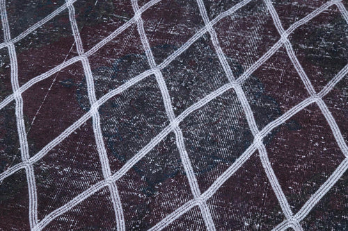 Geometric Carpet Grey Geometric Cotton Wool Handmade Area Rug 4'10'' x 11'9''