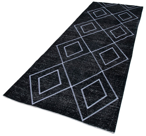 Geometric Carpet Black Geometric Cotton Wool Handmade Area Rug 4'3'' x 11'10''
