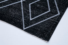 Geometric Carpet Black Geometric Cotton Wool Handmade Area Rug 4'3'' x 11'10''