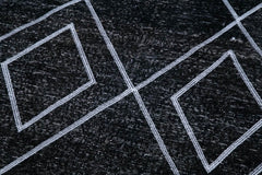 Geometric Carpet Black Geometric Cotton Wool Handmade Area Rug 4'3'' x 11'10''