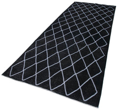 Geometric Carpet Black Geometric Cotton Wool Handmade Area Rug 4'10'' x 12'6''