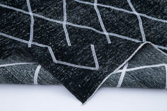 Geometric Carpet Black Geometric Cotton Wool Handmade Area Rug 4'9'' x 12'9''