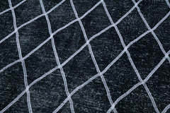 Geometric Carpet Black Geometric Cotton Wool Handmade Area Rug 4'9'' x 12'9''