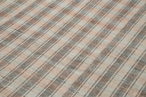 Striped Kilim Pink Striped Cotton Wool Handmade Area Rug 6'2'' x 10'10''