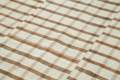 Striped Kilim Beige Striped Cotton Wool Handmade Area Rug 5'7'' x 9'1''