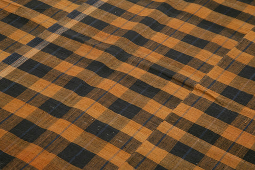 Striped Kilim Brown Striped Cotton Wool Handmade Area Rug 6'3'' x 9'4''