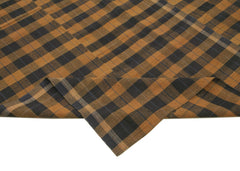 Striped Kilim Brown Striped Cotton Wool Handmade Area Rug 6'3'' x 9'4''