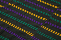 Striped Kilim Black Striped Cotton Wool Handmade Area Rug 6'6'' x 9'6''