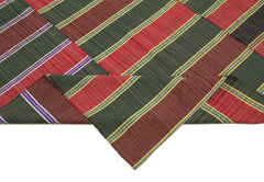 Striped Kilim Red Striped Cotton Wool Handmade Area Rug 5'8'' x 9'2''