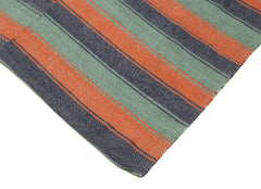 Striped Kilim Orange Striped Cotton Wool Handmade Area Rug 6'0'' x 10'11''