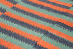 Striped Kilim Orange Striped Cotton Wool Handmade Area Rug 6'0'' x 10'11''