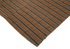Striped Kilim Brown Striped Cotton Wool Handmade Area Rug 6'8'' x 10'0''