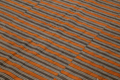 Striped Kilim Brown Striped Cotton Wool Handmade Area Rug 6'8'' x 10'0''