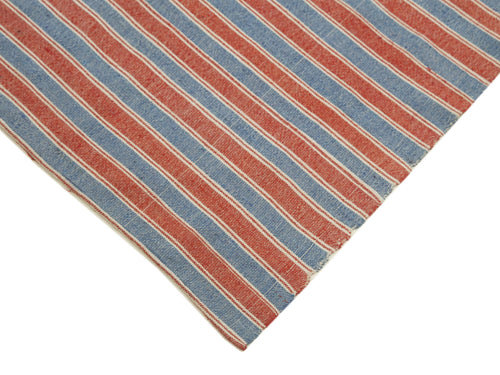 Striped Kilim Red Striped Cotton Wool Handmade Area Rug 6'0'' x 8'2''