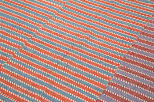 Striped Kilim Red Striped Cotton Wool Handmade Area Rug 6'0'' x 8'2''