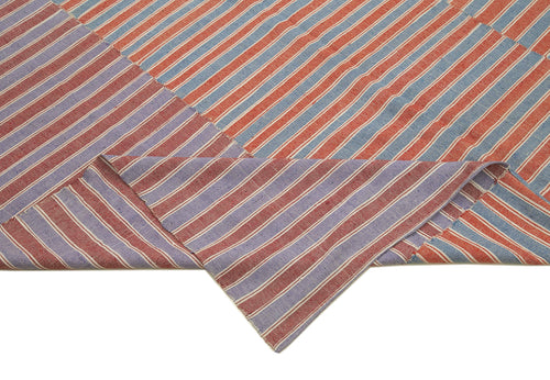 Striped Kilim Red Striped Cotton Wool Handmade Area Rug 6'0'' x 8'2''