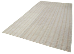 Striped Kilim Purple Striped Cotton Wool Handmade Area Rug 6'5'' x 11'8''