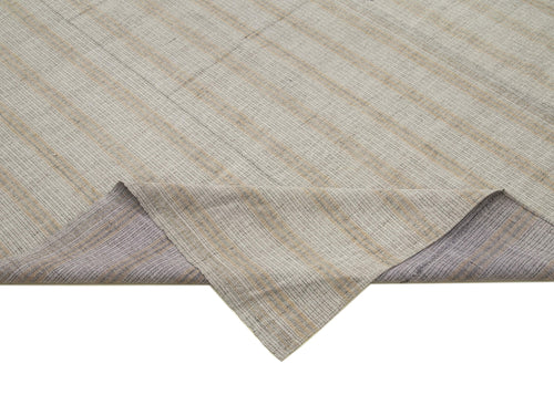 Striped Kilim Purple Striped Cotton Wool Handmade Area Rug 6'5'' x 11'8''