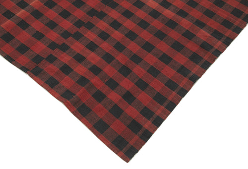 Striped Kilim Red Striped Cotton Wool Handmade Area Rug 5'9'' x 9'7''