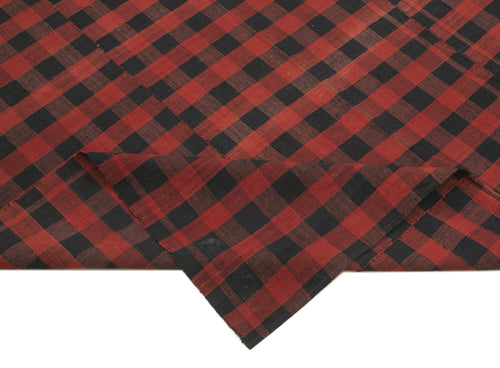 Striped Kilim Red Striped Cotton Wool Handmade Area Rug 5'9'' x 9'7''