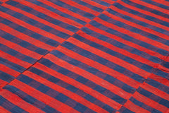 Striped Kilim Red Striped Cotton Wool Handmade Area Rug 6'9'' x 10'8''