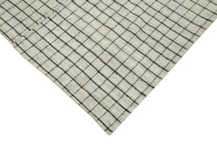 Striped Kilim White Striped Cotton Wool Handmade Area Rug 6'7'' x 10'3''