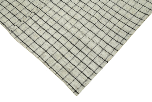 Striped Kilim White Striped Cotton Wool Handmade Area Rug 6'7'' x 10'3''