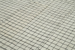 Striped Kilim White Striped Cotton Wool Handmade Area Rug 6'7'' x 10'3''