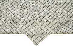 Striped Kilim White Striped Cotton Wool Handmade Area Rug 6'7'' x 10'3''