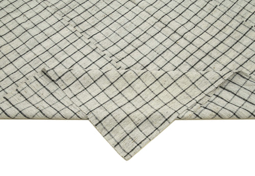 Striped Kilim White Striped Cotton Wool Handmade Area Rug 6'7'' x 10'3''