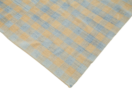 Striped Kilim Orange Striped Cotton Wool Handmade Area Rug 5'6'' x 8'10''