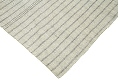 Striped Kilim Beige Striped Cotton Wool Handmade Area Rug 6'2'' x 11'6''