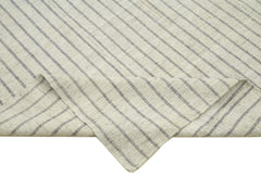 Striped Kilim Beige Striped Cotton Wool Handmade Area Rug 6'2'' x 11'6''