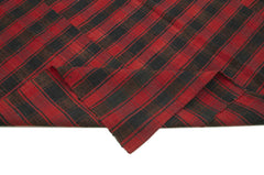 Striped Kilim Black Striped Cotton Wool Handmade Area Rug 6'2'' x 9'4''