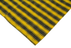 Striped Kilim Yellow Striped Cotton Wool Handmade Area Rug 5'11'' x 9'11''