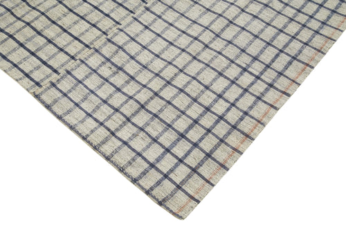 Striped Kilim Beige Striped Cotton Wool Handmade Area Rug 6'5'' x 10'10''