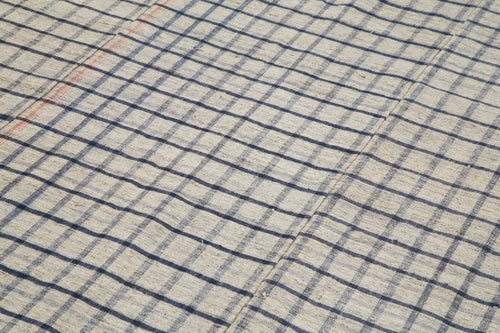 Striped Kilim Beige Striped Cotton Wool Handmade Area Rug 6'5'' x 10'10''