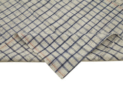 Striped Kilim Beige Striped Cotton Wool Handmade Area Rug 6'5'' x 10'10''