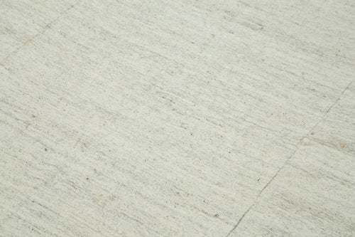 Striped Kilim White Striped Cotton Wool Handmade Area Rug 6'5'' x 10'10''