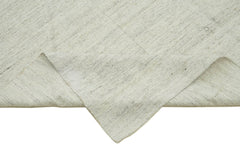 Striped Kilim White Striped Cotton Wool Handmade Area Rug 6'5'' x 10'10''