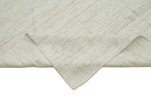 Striped Kilim White Striped Cotton Wool Handmade Area Rug 6'5'' x 10'10''