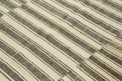 Striped Kilim Beige Striped Cotton Wool Handmade Area Rug 6'7'' x 8'4''