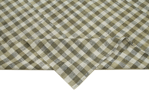 Striped Kilim Beige Striped Cotton Wool Handmade Area Rug 6'1'' x 8'6''