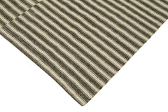 Striped Kilim Brown Striped Cotton Wool Handmade Area Rug 6'8'' x 10'2''