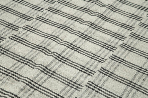 Striped Kilim Beige Striped Cotton Wool Handmade Area Rug 6'0'' x 10'0''