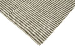 Striped Kilim Beige Striped Cotton Wool Handmade Area Rug 6'2'' x 10'1''