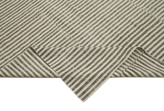 Striped Kilim Beige Striped Cotton Wool Handmade Area Rug 6'2'' x 10'1''