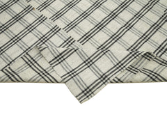 Striped Kilim Beige Striped Cotton Wool Handmade Area Rug 6'3'' x 8'8''