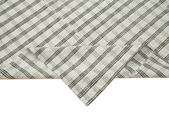 Striped Kilim White Striped Cotton Wool Handmade Area Rug 6'1'' x 9'10''