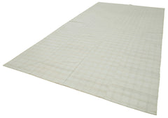 Striped Kilim White Striped Cotton Wool Handmade Area Rug 7'8'' x 13'7''